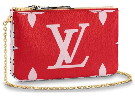 louis vuitton pochette double zip monogram giant red pink